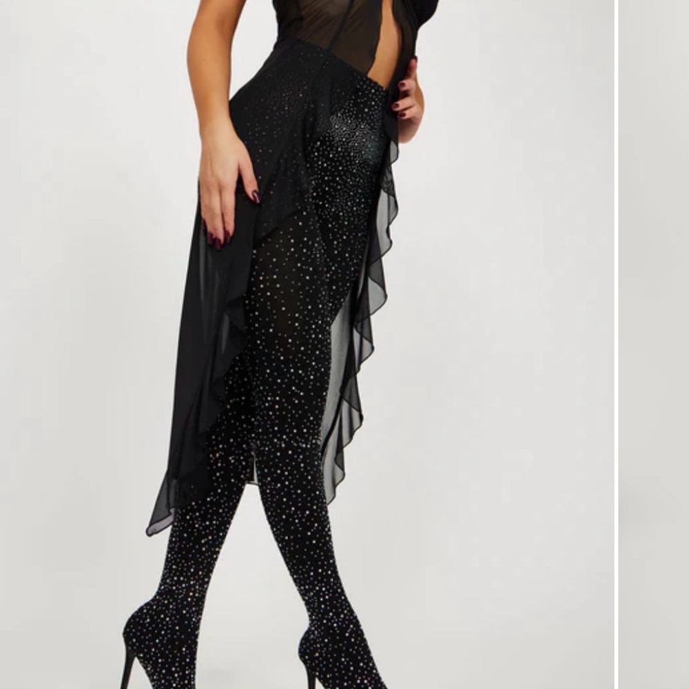 Black Rhinestone Tights - Picture 2 of 7